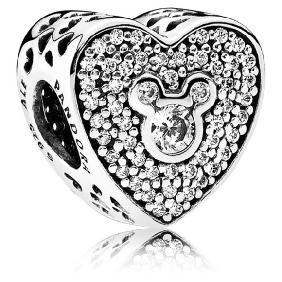 New Authentic Pandora Charm Disney Mickey & Minnie Sparkling  Authentic Pandora Disney Mickey & Minnie Sparkling Heart Charm #792049CZ